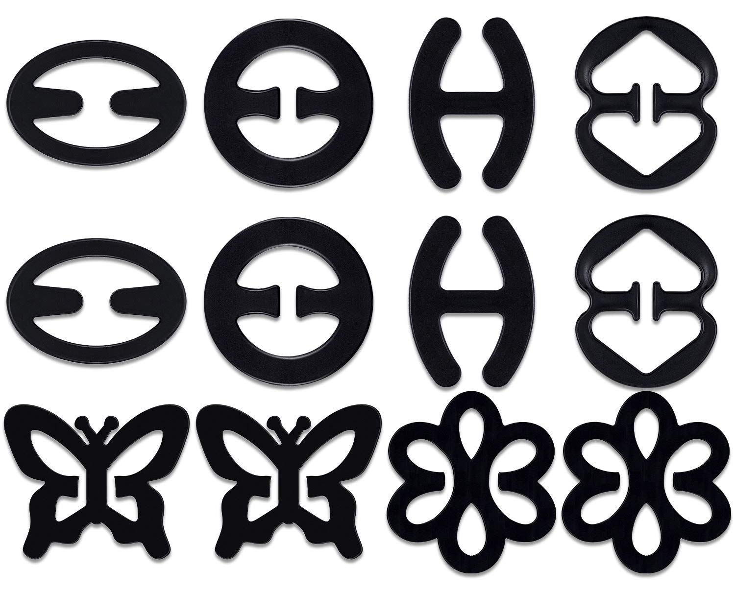 FFNIUBlack Bra Strap Clips, 12 Plastic Bra Clips and Bra Straps Holder for Women’s Full Cup Size