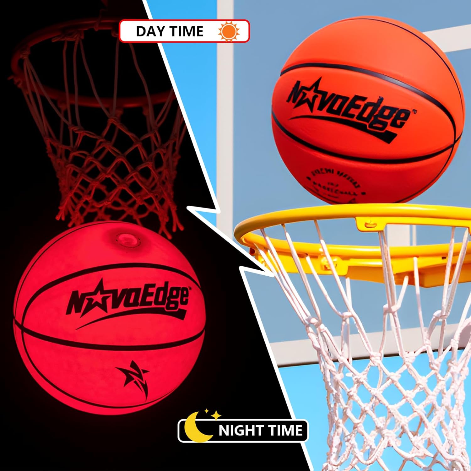 Glow in The Dark Basketball | USB-C Rechargeable LED Light Up Ball | Official Size 7 for Teens & Adults for Boys & Girls Ages 6+ | Indoor Outdoor Night Games