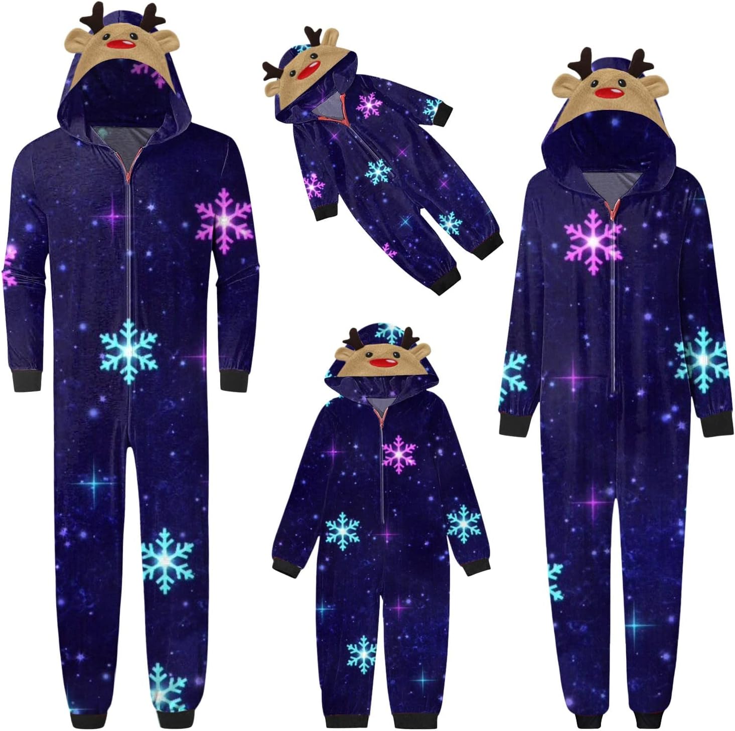 Christmas Family Pajamas Matching Set Zip Up Festival Party PJs