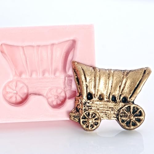 Miniatura 3 de Molde de silicona para vagones cubiertos, fácil de usar con chocolate, fondant, caramelo, resina, arcilla polimérica, arcilla metálica. joyería,