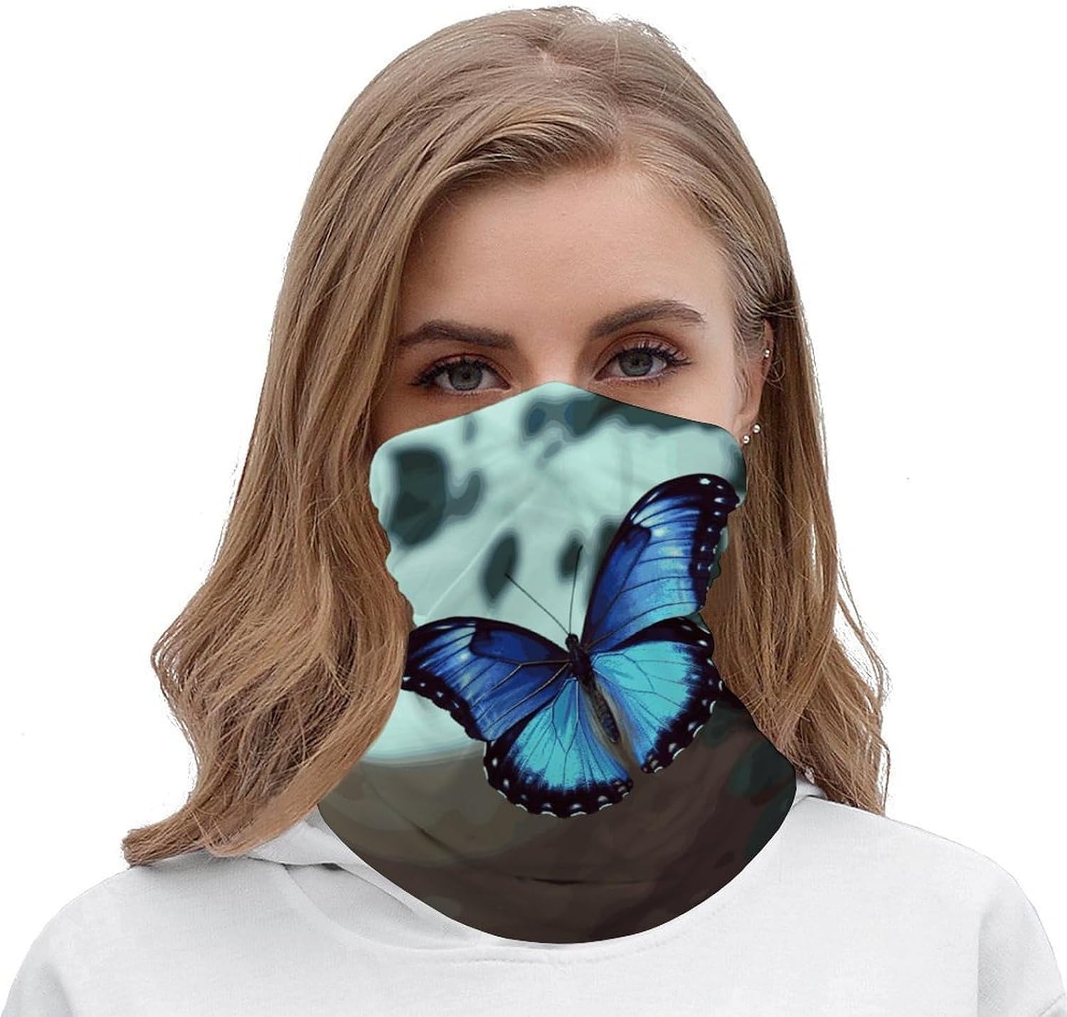 Sun UV Protection Neck Gaiter Upf 50+ Balaclava Ski Blue Butterfly Face Mask Summer Face Cover Scarf Breathable Bandana for Fishing Hunting Kayaking Hiking Cycling Outdoor Activities