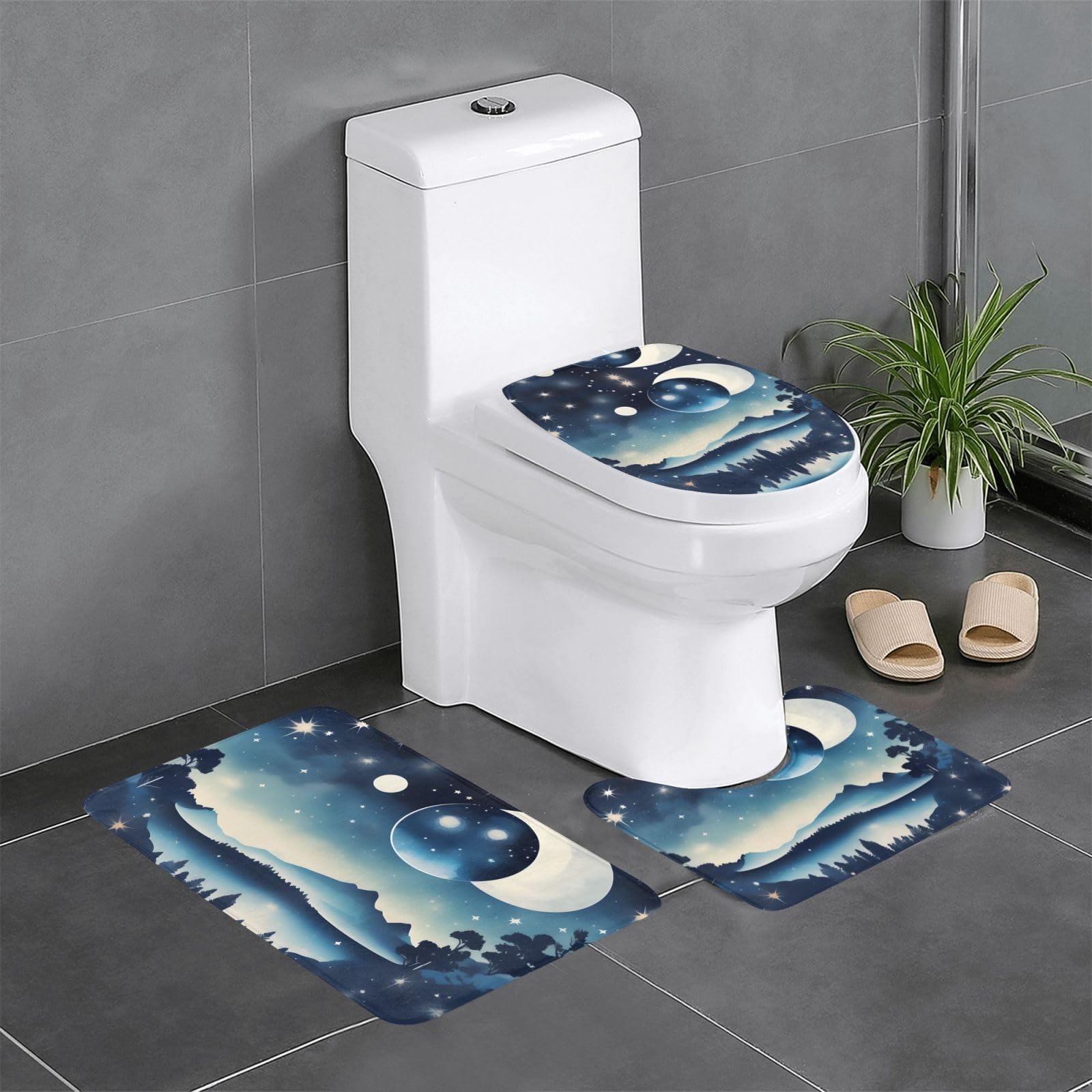 Tapis de salle de bain antidérapants motif céleste pour une ambiance spa