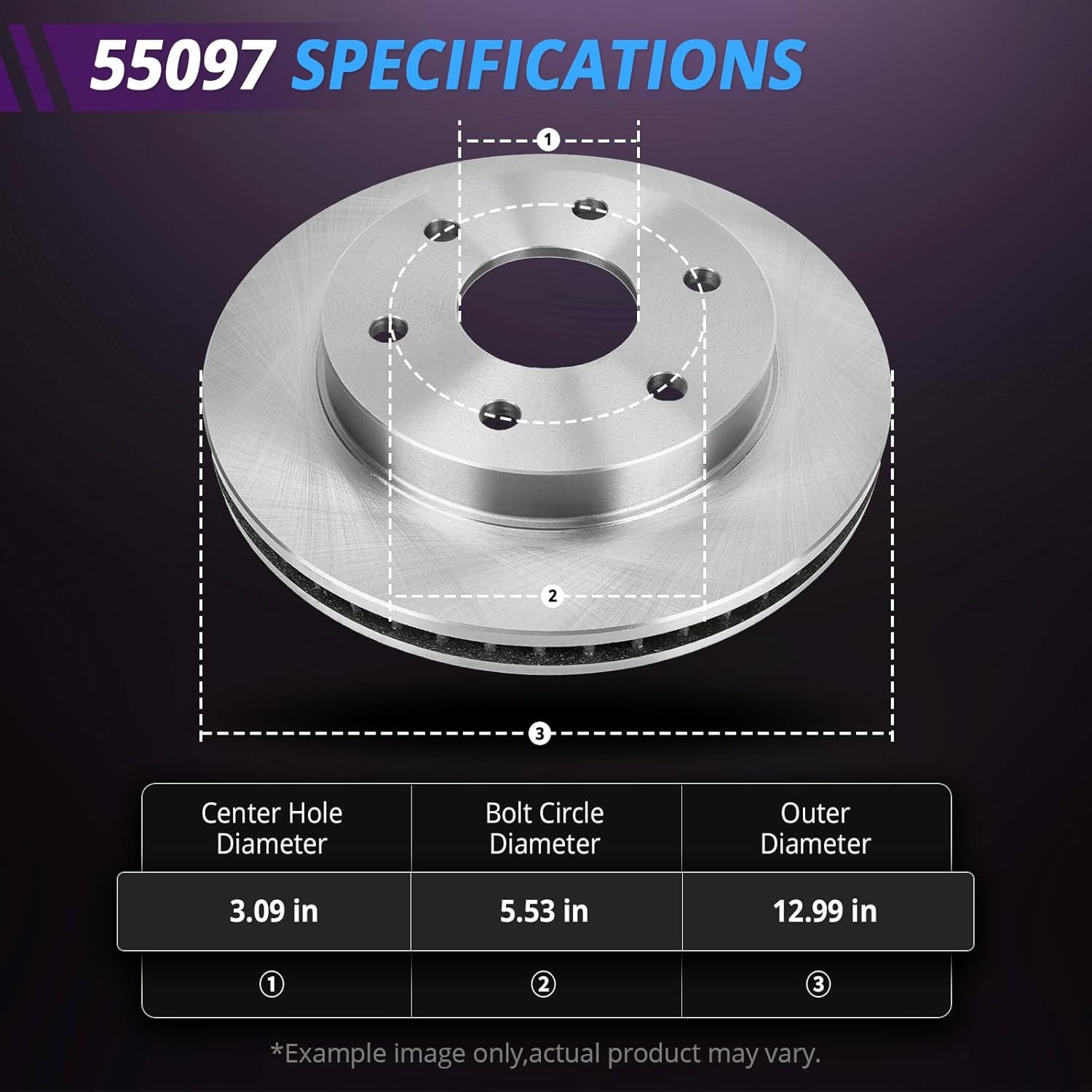 6-Lug 12.99" Front Brake Rotors Replacement for 2007 2008 2009 2010 2011 2012 2013 Chevy Avalanche, for Silverado Suburban 1500, GMC Sierra Yukon, Cadillac Escalade ESV EXT XTS Brakes 55097