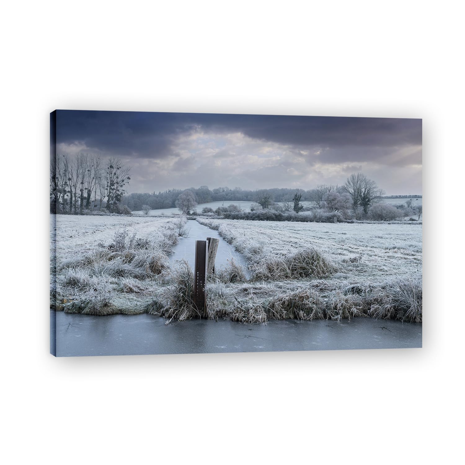 VHdfgTY Frozen RiverNature Landscape Wall Art Canvas Mountain Scenery Print Home Decoration 30x45cm Framed