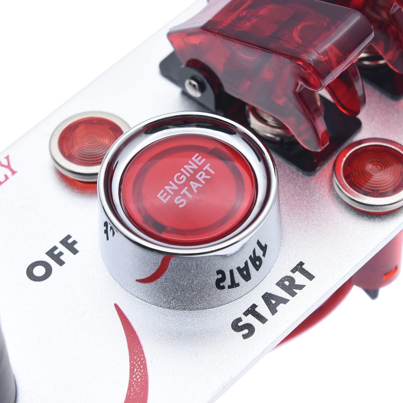 ITYAGUY 12V Ignition Switch Panel Car Engine Start Push Button LED Toggle Panel for Racing Car Switch Panel Black