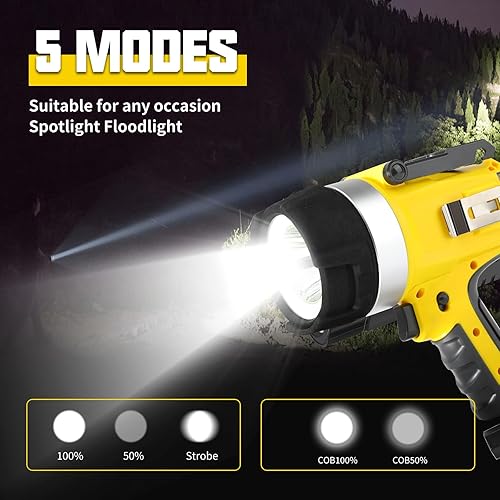 Miniatura 5 de lidefox Proyector recargable de mano de 18 W, linterna impermeable IP67, súper brillante, 3500 lúmenes, con soporte plegable y lente roja desmontable