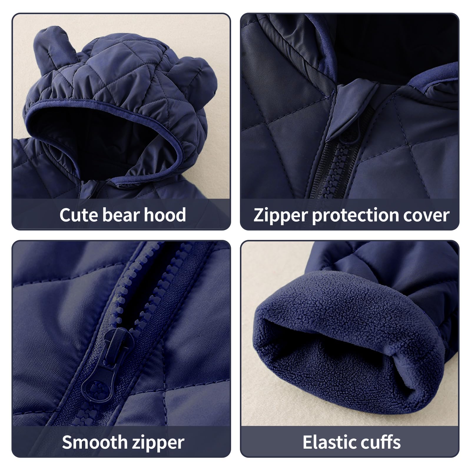 WYTbaby Combinaison de neige pour bébé nouveau-né combinaison d'hiver à capuche pour bébé fille garçon de 3 à 24 mois