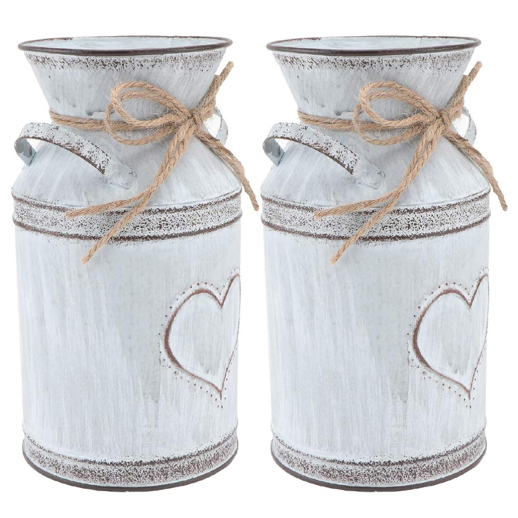 Jarras de leche rústicas para decorar mesas de terraza y salones estilo vintage francés