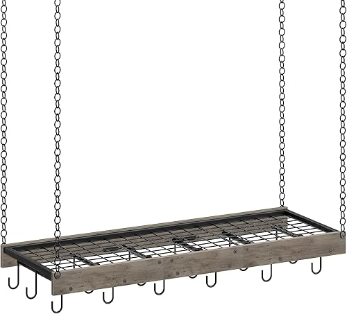 Miniatura 11 de Estante Colgante para Ollas, 35.4" L x 13" A Colgador de Ollas de Techo, Estante para Ollas de Estilo Industrial, Colgador de Ollas Montado en Pared