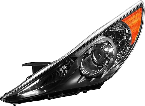 Miniatura 6 de MOSTPLUS Conjunto de faros delanteros compatible con Hyundai Sonata 2011 2012 2013 2014 con carcasa negralente transparentereflector ámbar, no para
