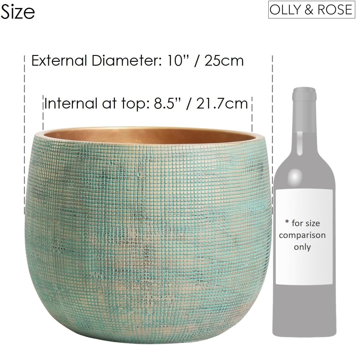 Olly & Rose Bali 10 Inch Ceramic Cement Plant Pot - Indoor & Outdoor Planters - Garden and Flower Pot
