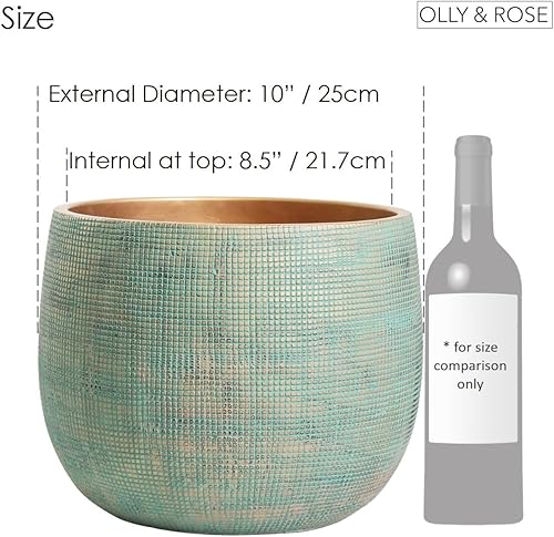 Miniatura 3 de Olly & Rose Bali - Maceta de cemento de cerámica de 10 pulgadas, macetas para interiores y exteriores, jardín y maceta
