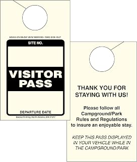 Visitor Pass Parking Permit Rearview Mirror Hang Tag for Campgrounds RV Parks Trailers Campers Site Tags (Cream, 1000)
