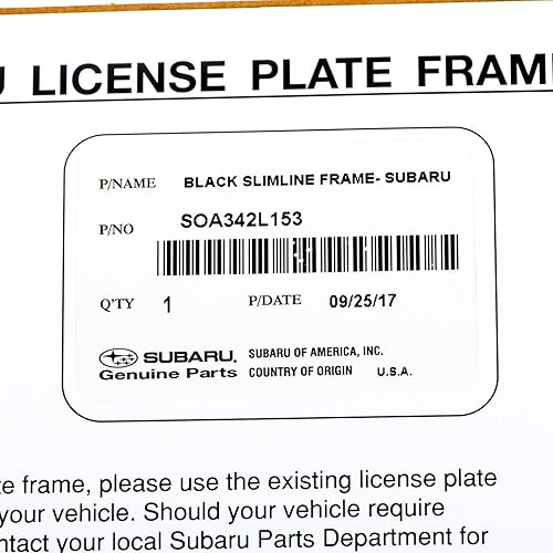 Miniatura 5 de Subaru Marco de matrícula con logotipo Slim Line negro SOA342L153 Outback Legacy WRX STi Impreza Forester Tribeca Crosstrek BRZ Ascent Solterra