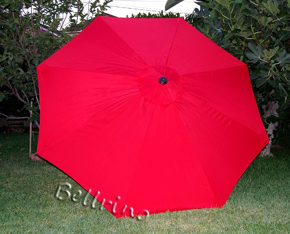 Bellrino Replacement Umbrella Canopy for 10 ft 8 Ribs Red Color (Canopy Only)