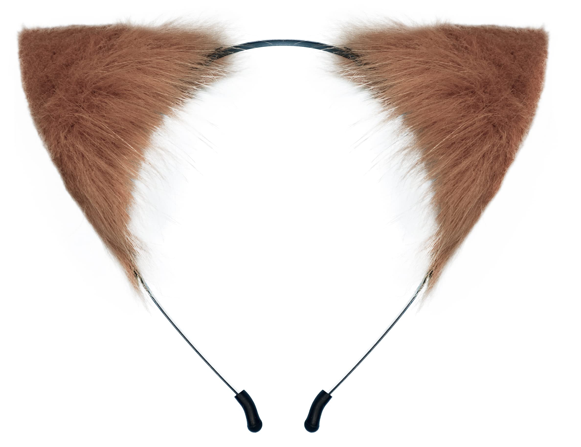 QinRuan Cat Fox Faux Fur Ears Headband Cute Halloween Fancy Dress Cosplay Handmade Animal Furry Ears Hair Hoop: Zbrown