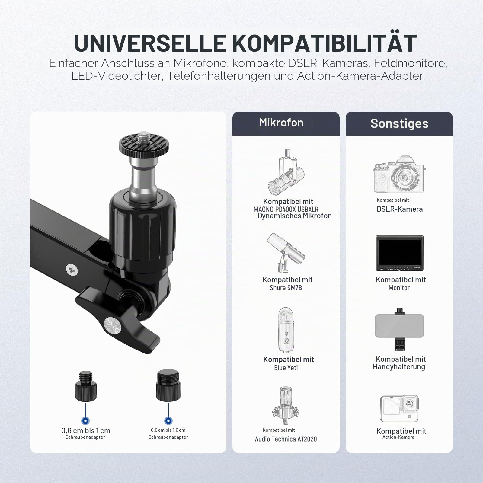 NEEWER Mikrofonarm Ständer, Niedriges Profil Mic Arm Tischhalterung mit Dämpfung, 360° drehbarer Boom Arm mit erhöhter Stange und Kabelmanagement Kanälen, für Podcast Gaming Streaming Anrufe, MST002