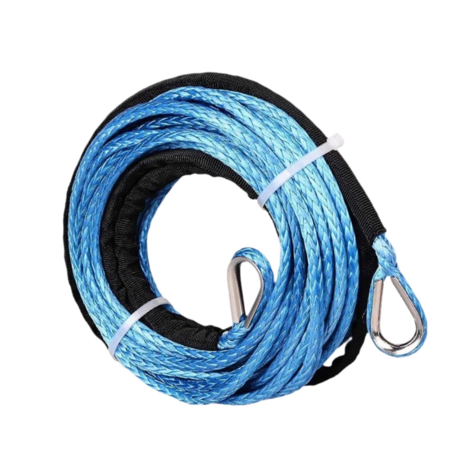 Qianly Corde de Treuil Rallonge Synthétique Sangle de Dépannage Câble pour VTT Ligne de Treuillage Résistante à La Rouille avec Gaine Protectrice Adaptée Pou, Bleu