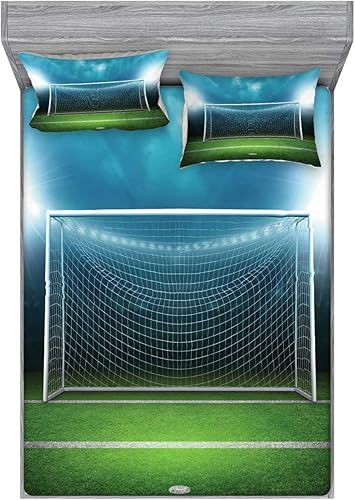 Ambesonne Juego de sábanas bajeras y fundas de almohada, juego de ropa de cama de 3 piezas con estampado decorativo de 3 piezas, tamaño matrimonial,