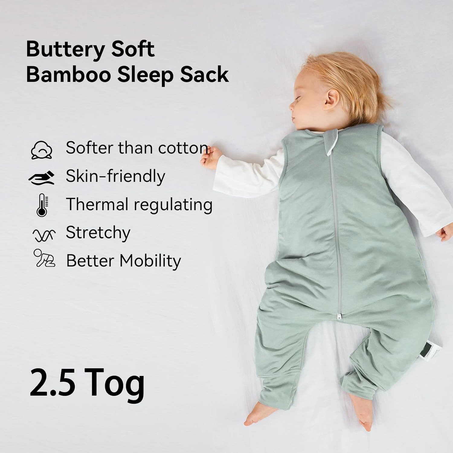 BubblePanda Rayon Made From Bamboo Toddler Sleep Sack with Feet 24-36 Months 2.5 Tog Winter Ultra Soft Warm Baby Sleep Bag Walker 2t-3t Quilted Thick Wearable Blanket with Legs 2-Way Zipper - Image 2