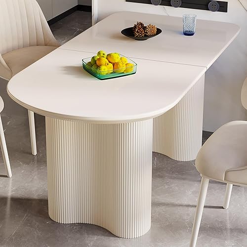 Miniatura 13 de Juego de comedor de 5 piezas, mesa de comedor moderna de 55.11 pulgadas con 4 sillas, juego de mesa de cocina blanca para 4 personas, mesas de