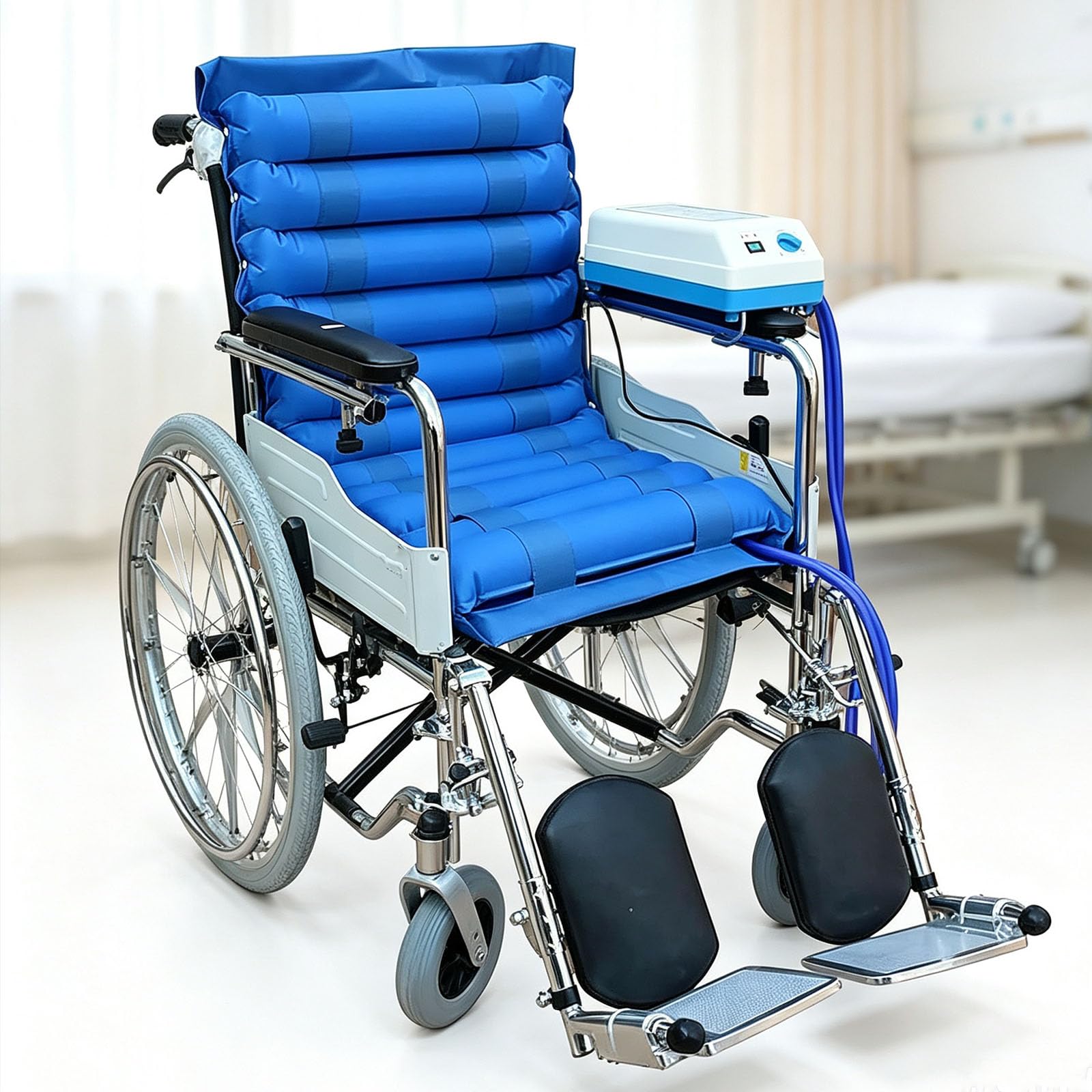 Cuscino Gonfiabile Per Sedia A Rotelle, Materasso Ad Aria A Pressione Alternata Con Pompa Silenziosa, Gonfiaggio E Sgonfiaggio Circolari, Tessuto Traspirante, Per Pazienti Post-operatori O