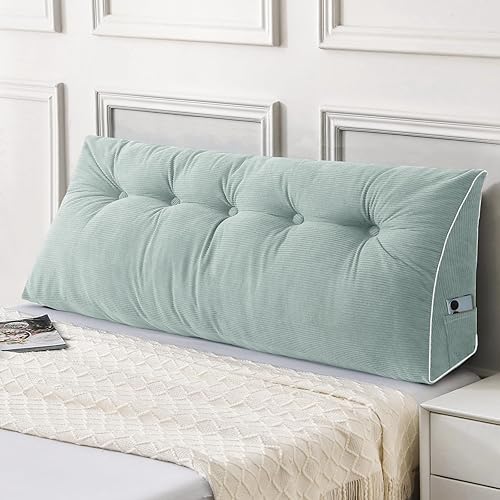 Miniatura 14 de Sasttie Almohada de cabecera tamaño King, almohada de cuña para sentarse en la cama, cojín triangular con soporte de respaldo para leer, incluye
