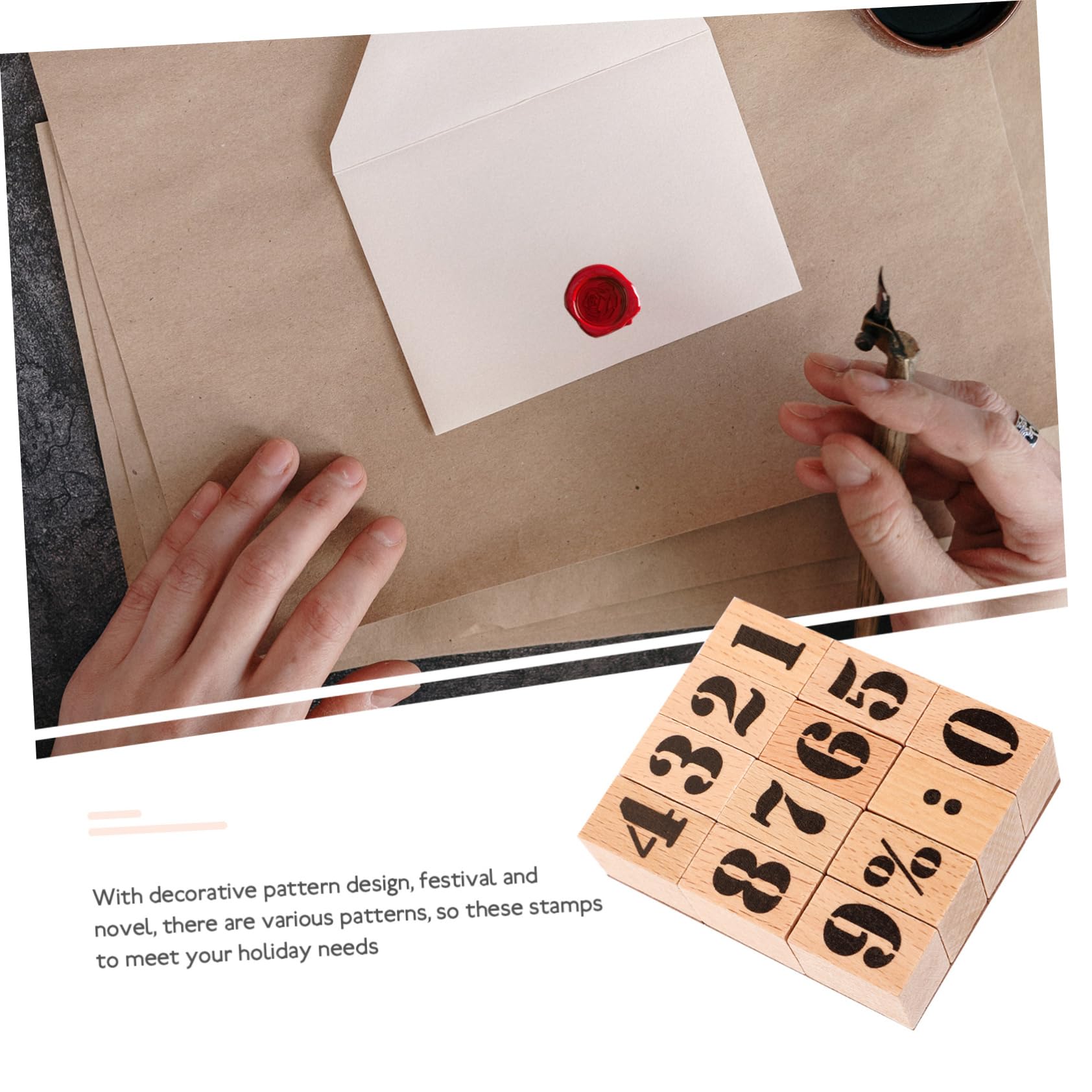 HOMSFOU 5 Set Timbri Legno Vintage per Scrapbooking Stamps per Journaling Design e Pratico per Creazioni Fai da Te e Regali Creativi