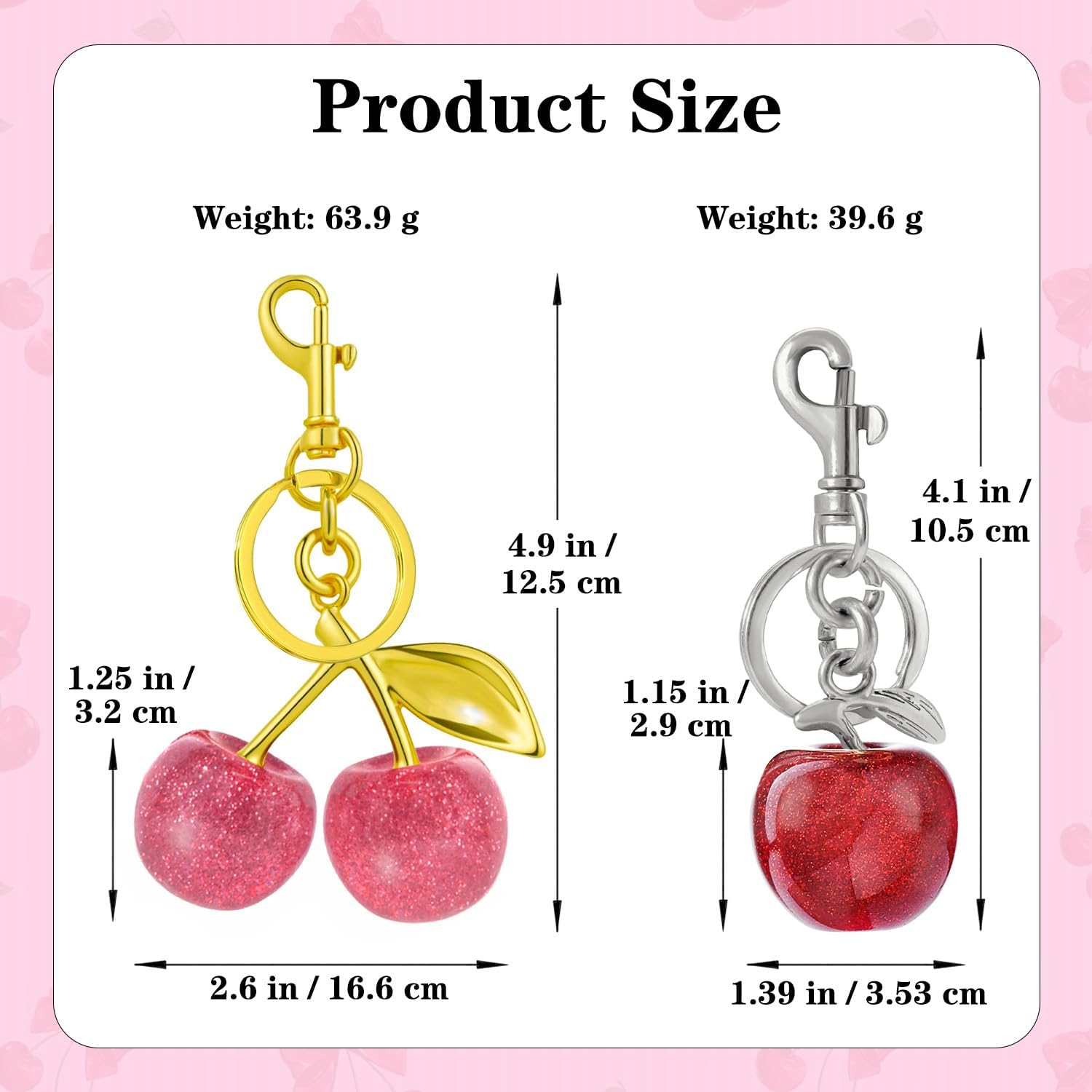 Cherry Bag Charm Cute Cherry Keychain Red Black Handbags Purse Key Chain Accessories Birthday Christmas Gifts - Image 5
