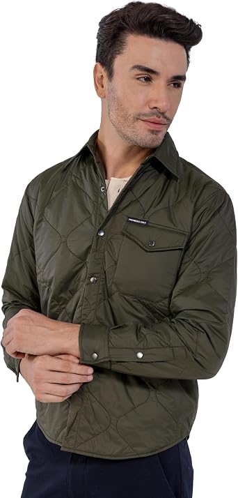 Members Only Quilted Mens Shirt Jacket | Flannel Lined Shirt Jacket for Men | Mens Quilted Jacket