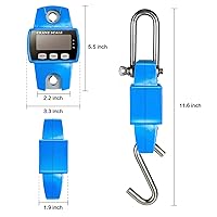 Vista 7 de RoMech 660lb Báscula digital para colgar con estuche de aluminio fundido, mini grúa de mano de 300Kg con ganchos para granja, caza, pesca, Azul
