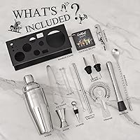 Vista 4 de Bartender Kit Cocktail Shaker Set with Stand 17-Piece Bar Tool Bar Set for Drink Mixing Home Bartending Kit Bar Cart Accessories: Martini Shaker