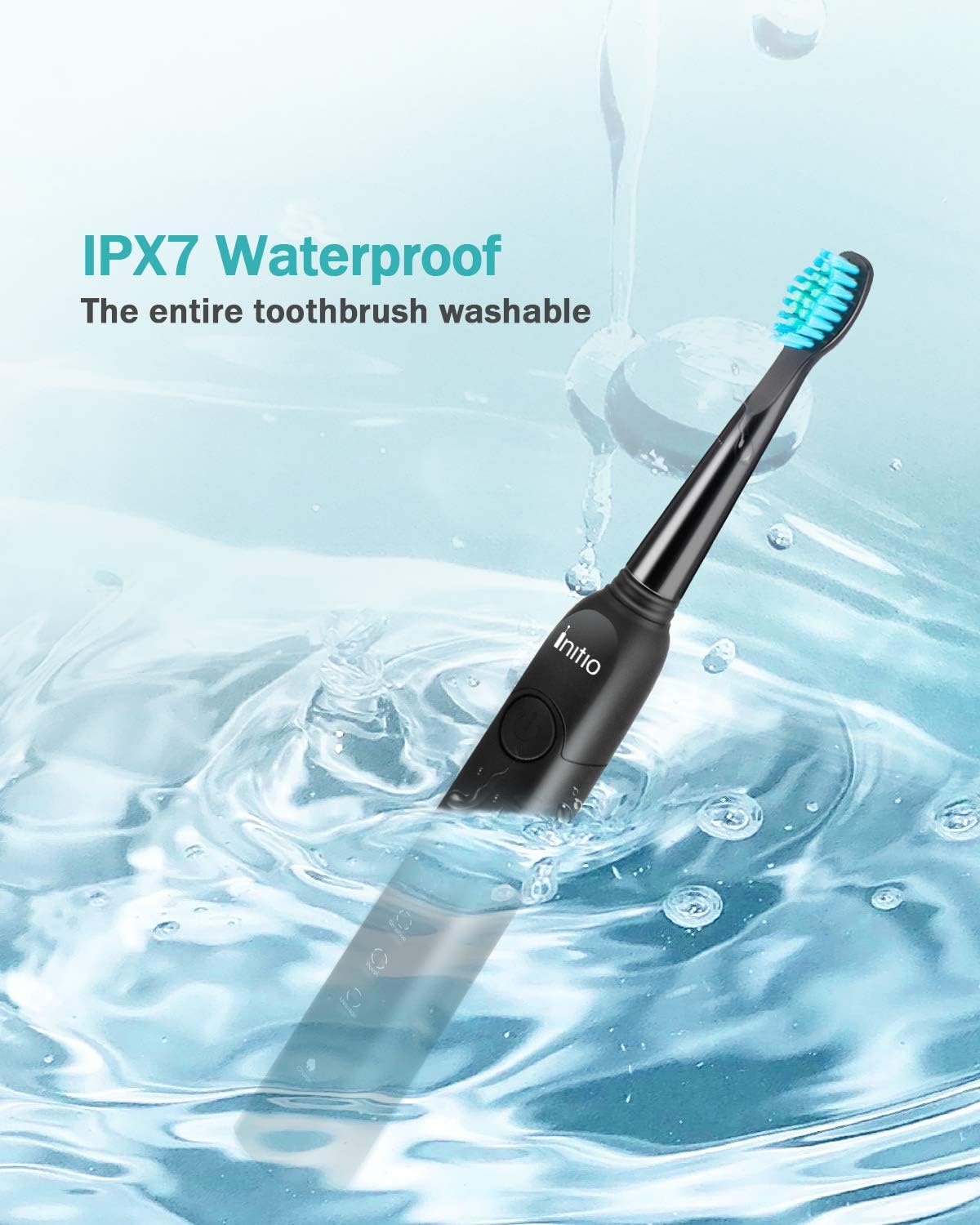 Initio Electric Toothbrush with Smart Timer, 5 Modes, 3 Brush Heads, 40,000 VPM Motor, Whitening Power Rechargeable Toothbrush for Adults and Kids (Black) : Everything Else