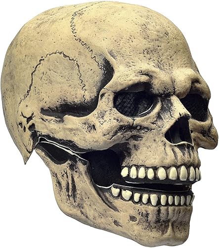 Máscara de calavera espeluznante para Halloween, máscara de calavera de cabeza completa con mandíbula móvil, casco de látex aterrador con boca