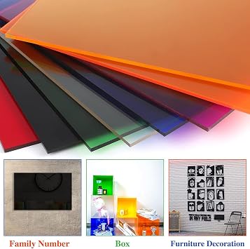 Acrylic Board Translucent Blue Series Smooth Surface Flat Thickness 3mm Bright Colors Clear Sheet Panel for Model Making,Cyan,200x200mm