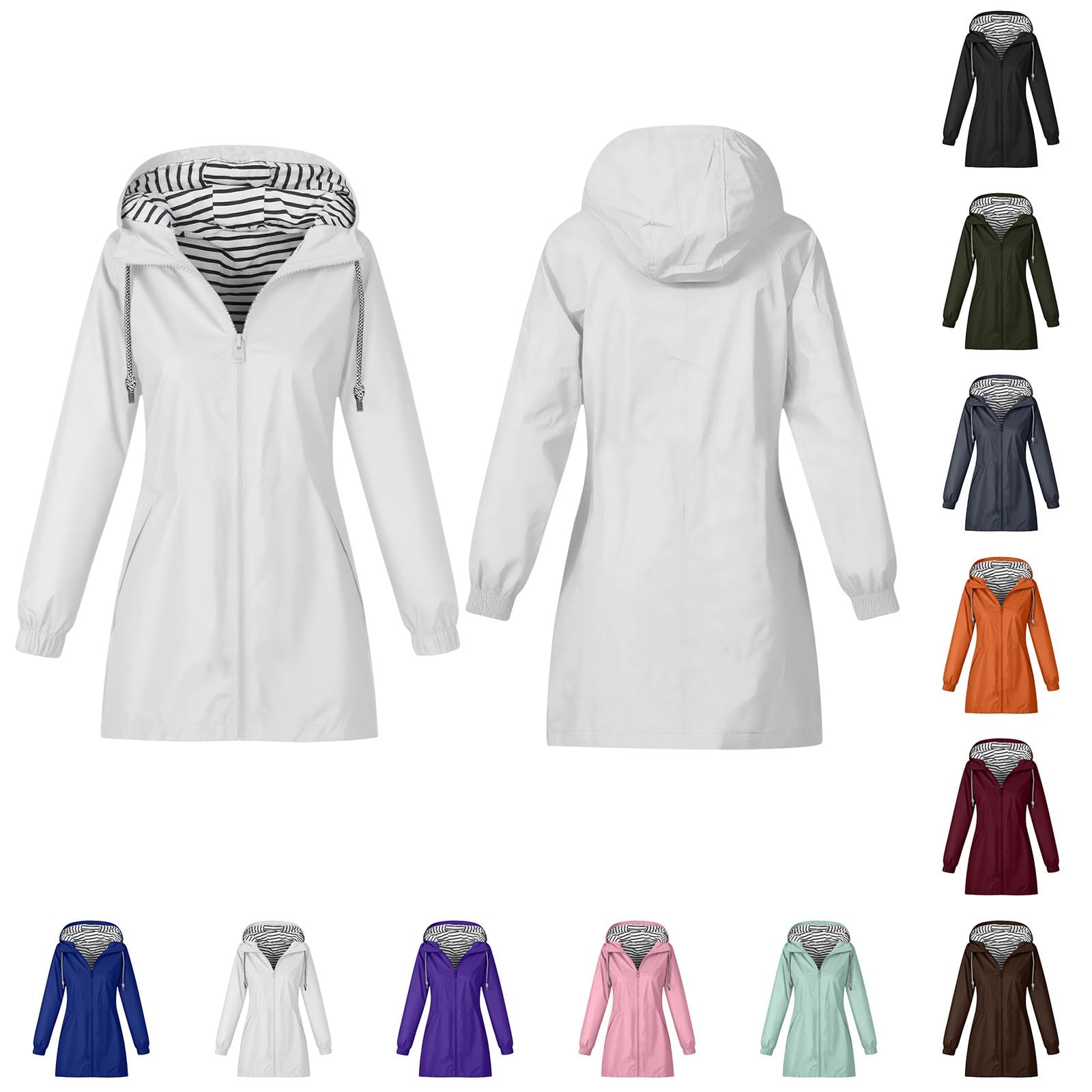 Giacca impermeabile da donna con cappuccio, giacca per le mezze stagioni, leggera, traspirante, giacca a vento con cappuccio, giacca da trekking, giacca con cappuccio, giacca pieghevole per