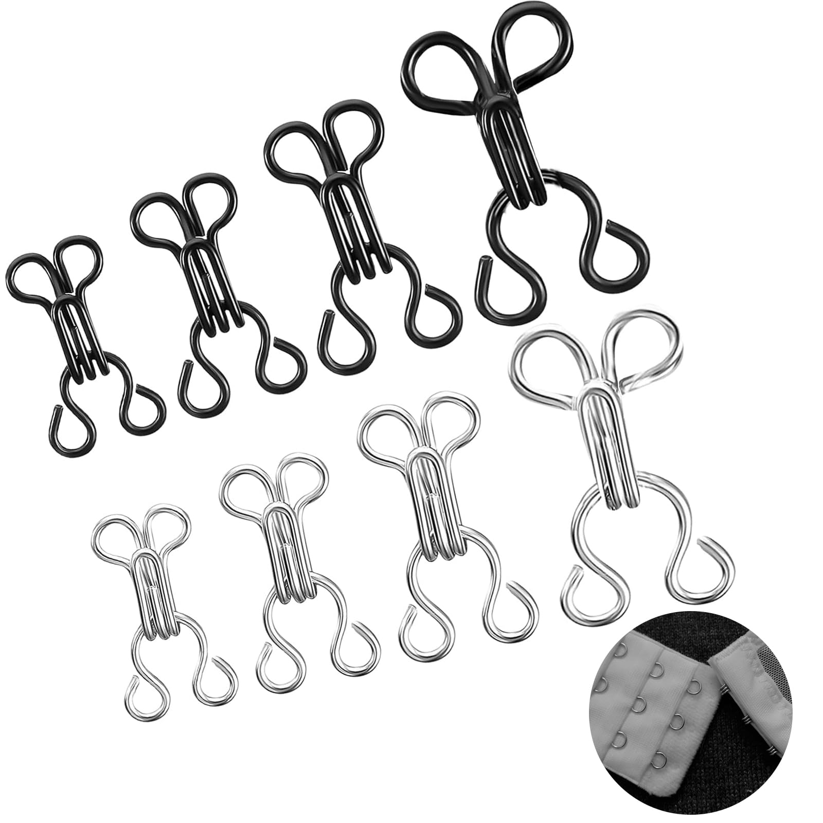 Mercerie Couture Accessoire Attache 36 Paires De Crochets Et Œillets De Couture - Argent - Tailles 12mm, 13mm, 15mm - Pour Soutiens-gorge, Robes, Pantalons Crochet Couture