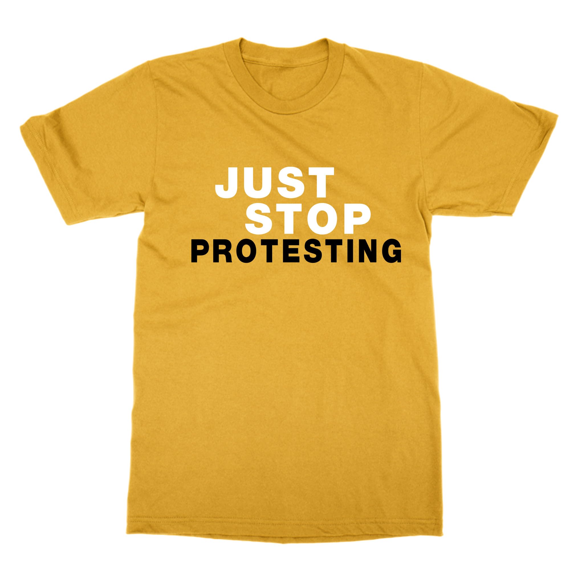 T-shirt Just Stop Protesting avec impression graphique noire haute durabilité - 2