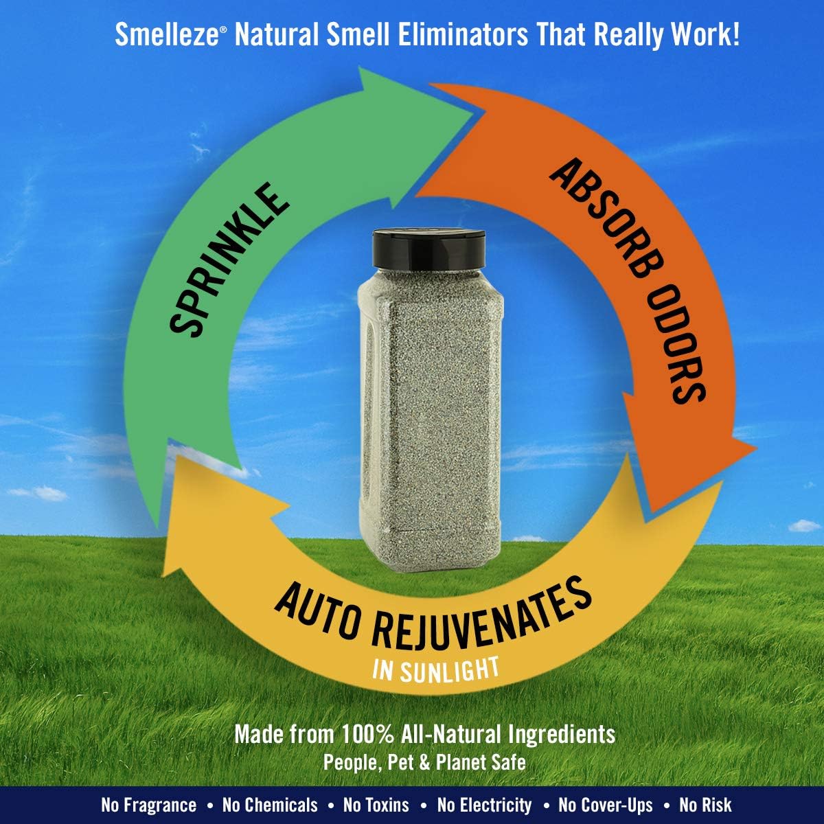 SMELLEZE Dead Animal Odor Eliminator for Strong Odor Removal - Eliminate Dead Rodent & Wildlife Smell - Safe Indoor & Outdoor Use, Natural Odor Remover, Fresh & Effective - Granules, 25 lbs.