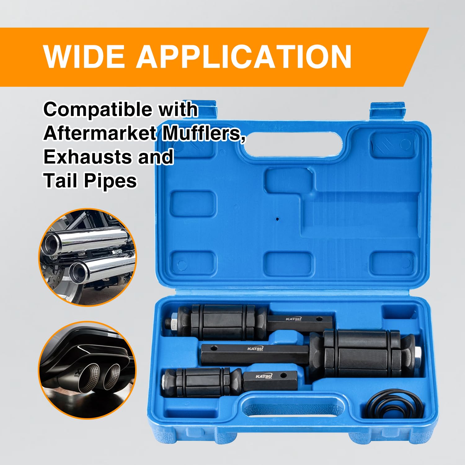 KATSU Tools Coffret 3 pcs élargisseur de tuyau d’échappement – acier forgé, kit universel pour systèmes échappement, silencieux, camions et véhicules