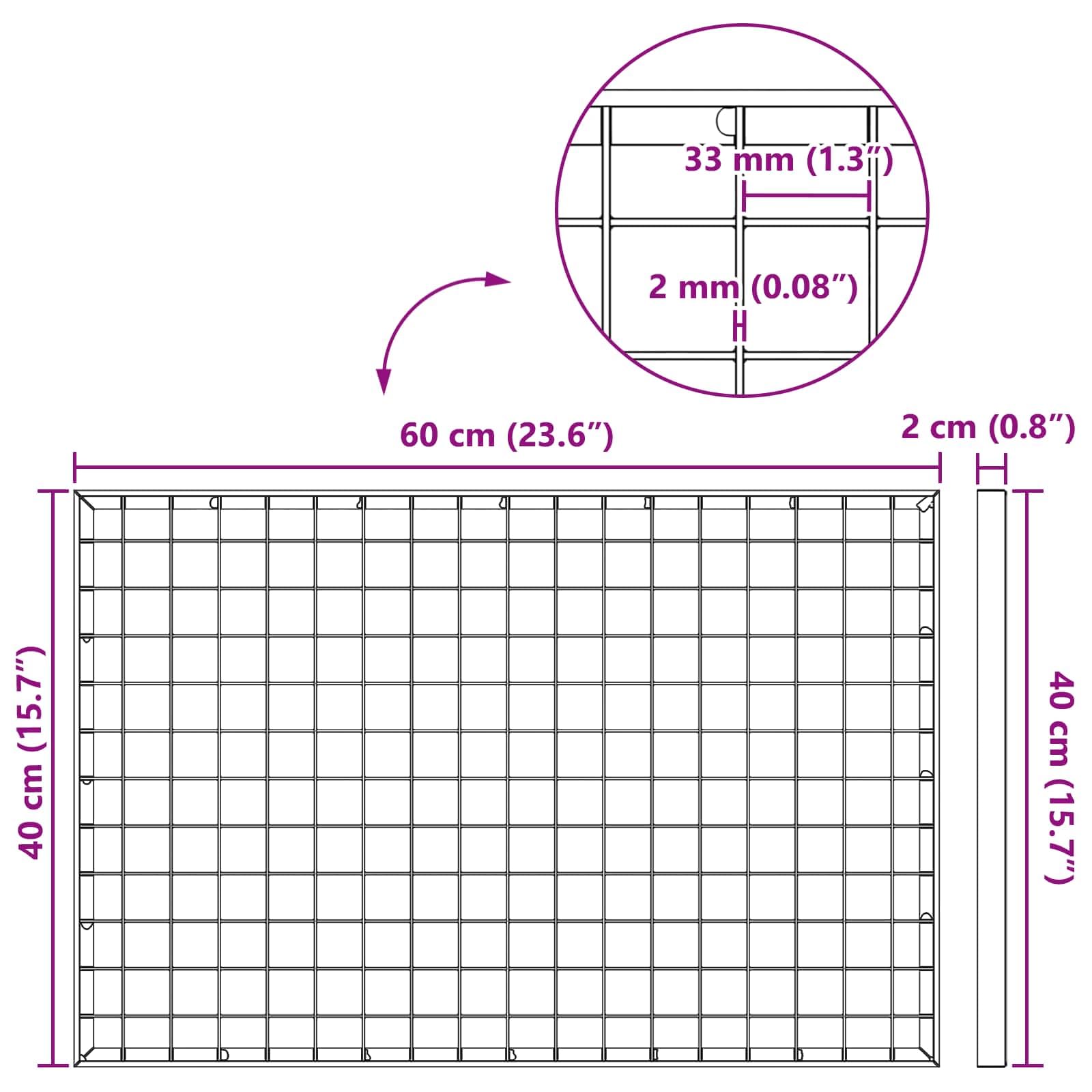 vidaXL Gitter Silber 60 x 40 x 2 cm Feuerverzinkter Stahl, Garten und Terrasse, funktionale Roste, langlebige Metallgitter, robuste Abflusslösungen, urbanes Design