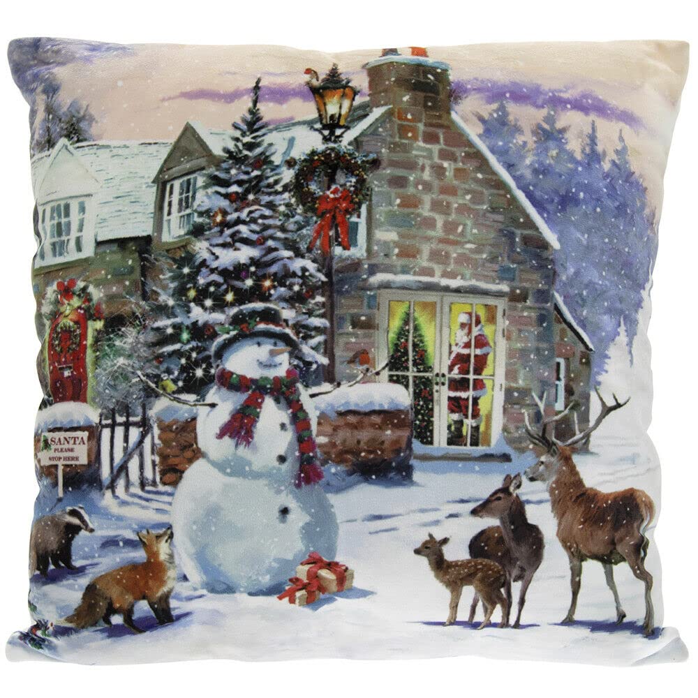 Coussin lumineux LED bonhomme de neige Leonardo Collection 40x40 cm