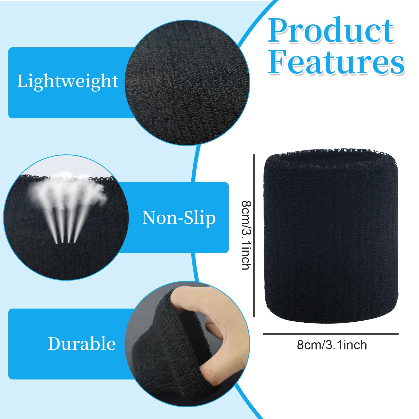 Lot De 4 Bandeaux De Sport Absorbants - Noir, élastique, Pour Homme, Femme, Enfant, Tennis, Running, Fitness - 9