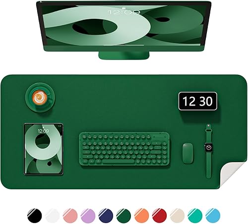 Miniatura 40 de Alfombrilla de escritorio, 60 x 35 cm, de piel sintética, antideslizante, alfombrilla grande para mouse para escritorio, impermeable, almohadilla de