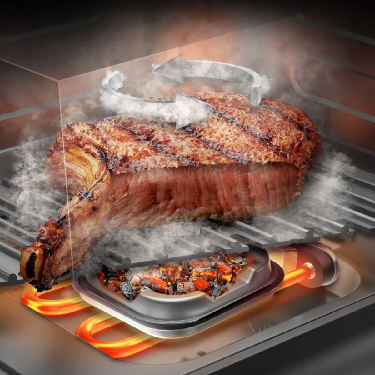 Cecotec Air Fryer Cecofry&Grill Smokin' 4500. Friteuse à Air sans Huile, Grill, Plancha, Fonction Fumoir, Résistance Double, Cuisson Uniforme, Idéale pour Viandes et Pizzas