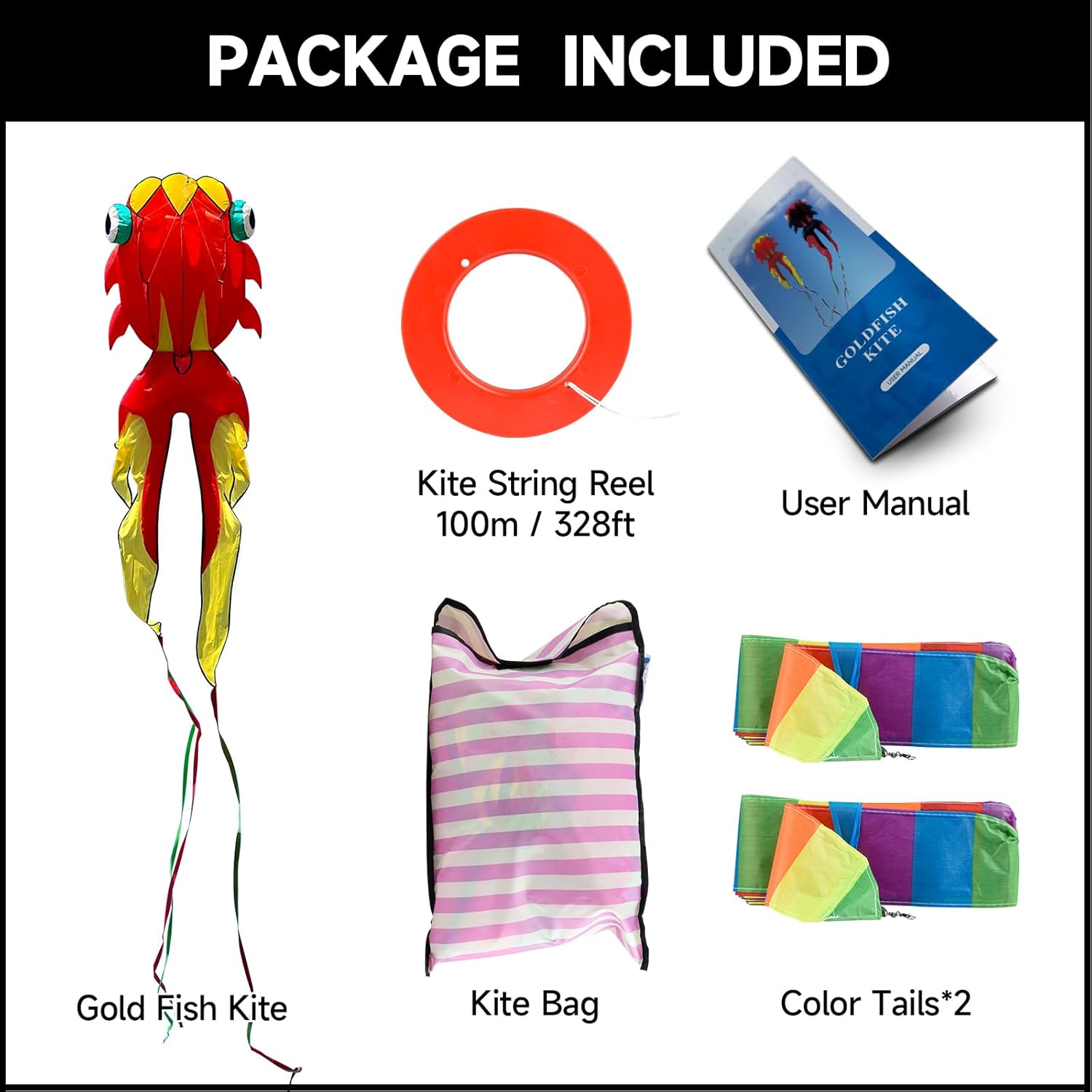 43ft Large Kites for Adults,3D Goldfish Frameless Soft Umbrella Giant Flying Kites,Easy to Fly with 330Ft Kite String in Beach and Amusement Parks-Ages 12+