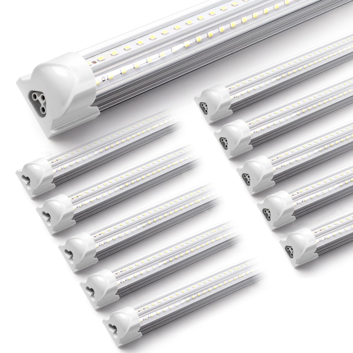 VShape 10-Pack 8FT LED Shop Lights, 100W 13000LM 6000K Super