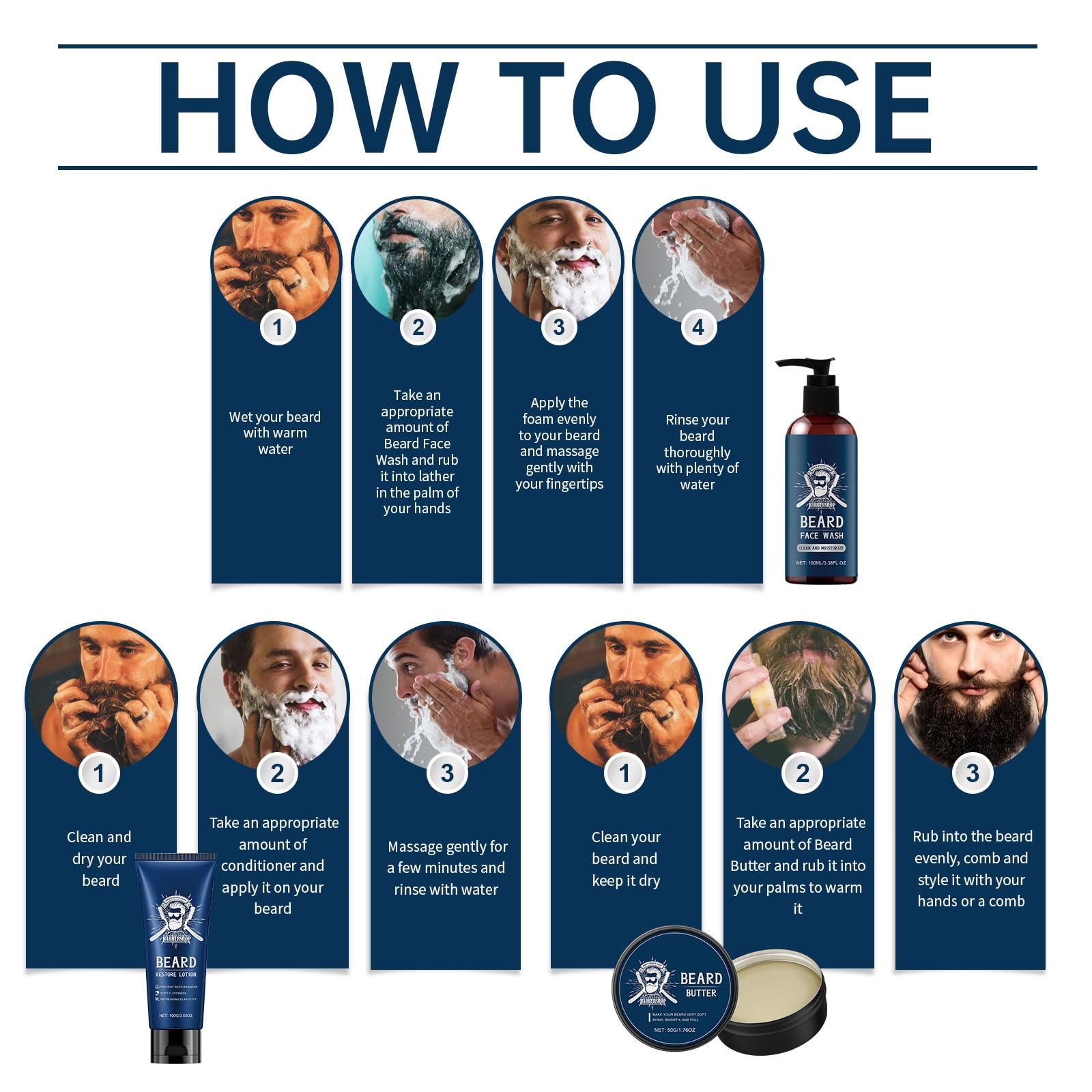 Kit For La Cura Della Barba Da Uomo In Legno Di Sandalo For Tutti I Tipi Di Pelle