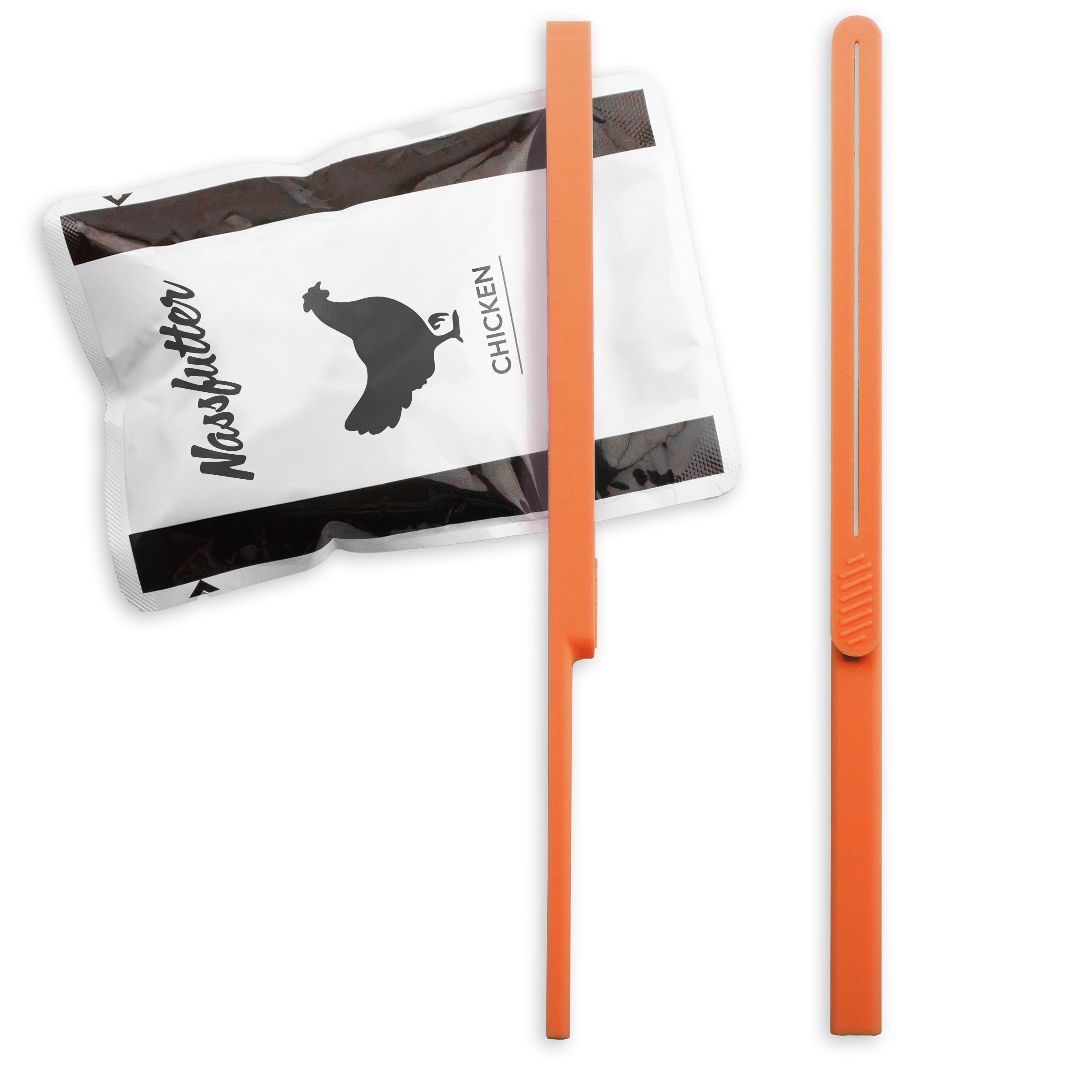Pack of 2 – Bag Squeezer | Scraper / Squeezer for Wet Food Bags | Orange | Dishwasher Safe Emptying Aid for Wet Food in Sauce or Jelly | Empty the Bags without Residual — image 1