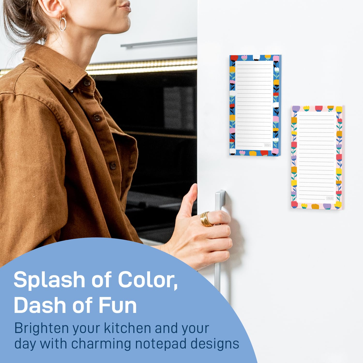 S&O Magnetic Notepads for Refrigerator 4 Pack - Fun Floral Magnetic Note Pad for Fridge Sets - Magnetic List Pads for Refrigerator - Magnet Notepads for Refrigerator - 3.5 x 7, 45 Pages - Image 3